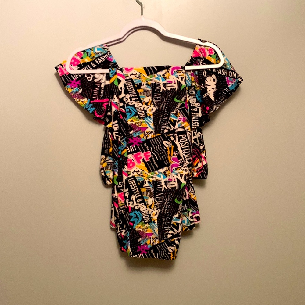 Graffiti crop top and pants set